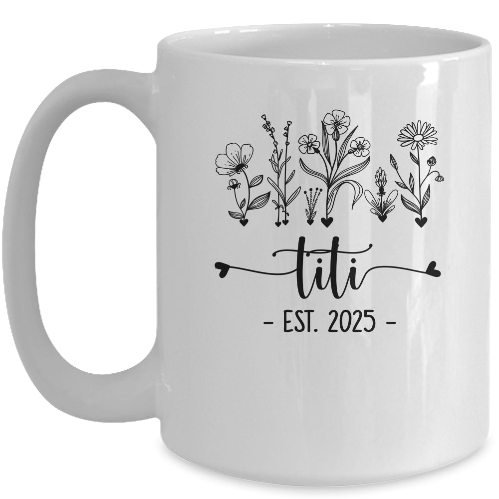 Promoted To Titi Est 2025 Pregnancy Announcement Flower Mug | siriusteestore