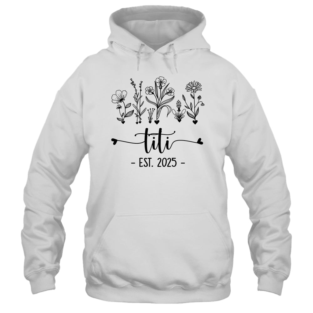 Promoted To Titi Est 2025 Pregnancy Announcement Flower Shirt & Tank Top | siriusteestore