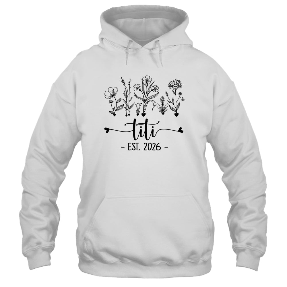 Promoted To Titi Est 2026 Pregnancy Announcement Flower Shirt & Hoodie | siriusteestore