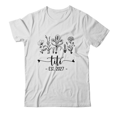 Promoted To Titi Est 2027 Pregnancy Announcement Flower Shirt & Tank Top | siriusteestore