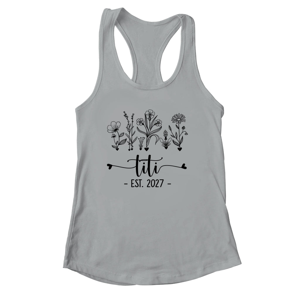 Promoted To Titi Est 2027 Pregnancy Announcement Flower Shirt & Tank Top | siriusteestore