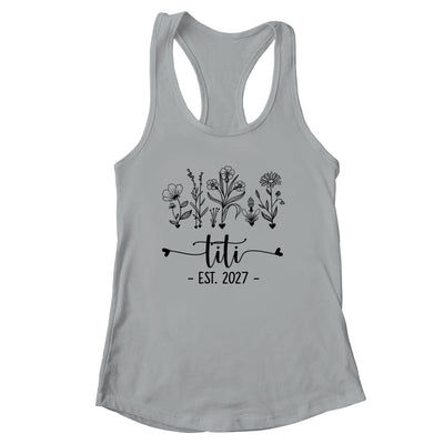 Promoted To Titi Est 2027 Pregnancy Announcement Flower Shirt & Tank Top | siriusteestore