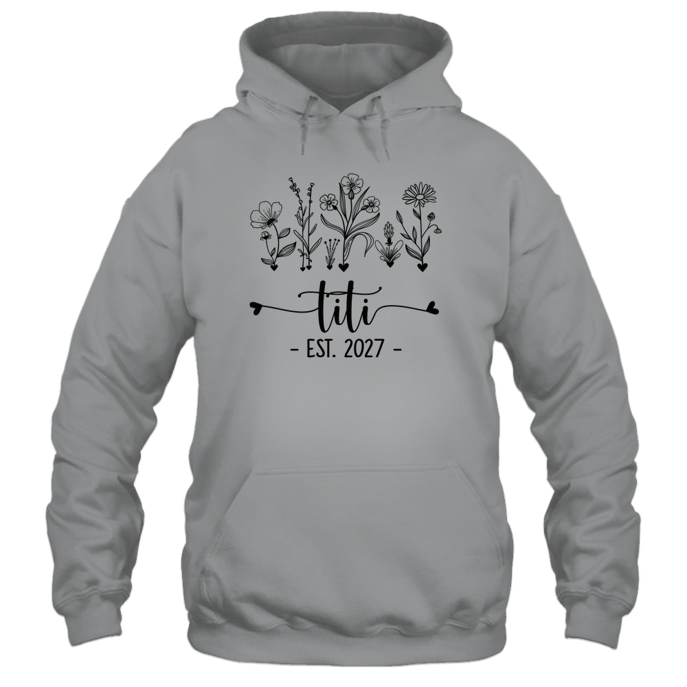 Promoted To Titi Est 2027 Pregnancy Announcement Flower Shirt & Tank Top | siriusteestore