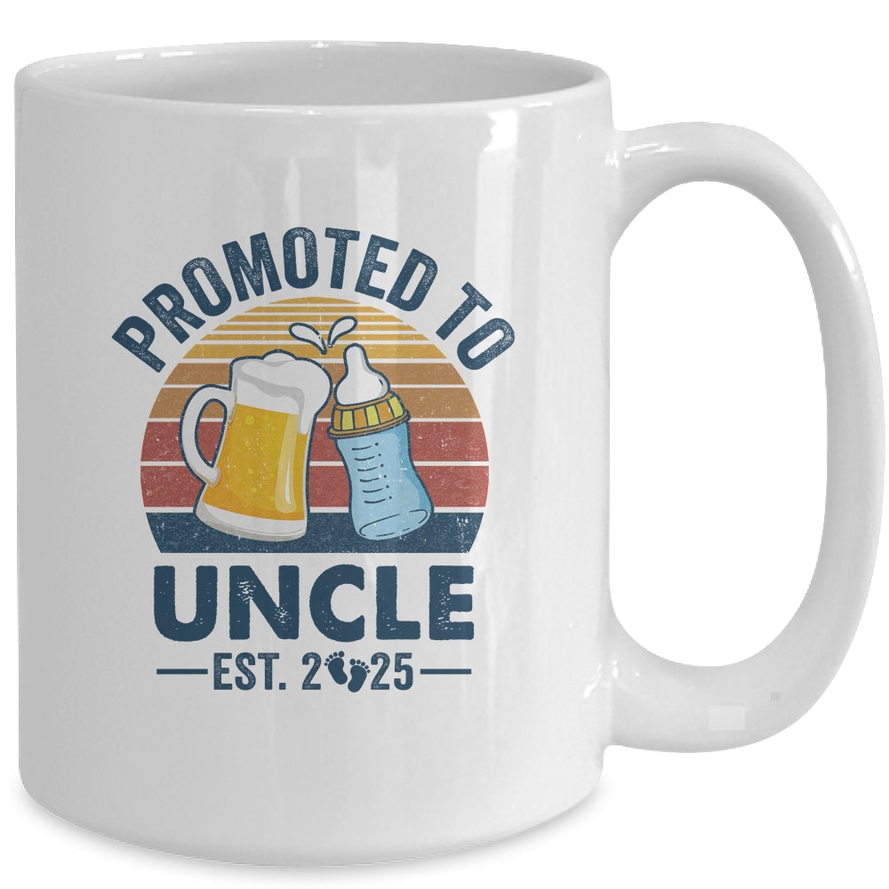 Promoted To Uncle Est 2025 First Time Fathers Day Vintage Mug | siriusteestore