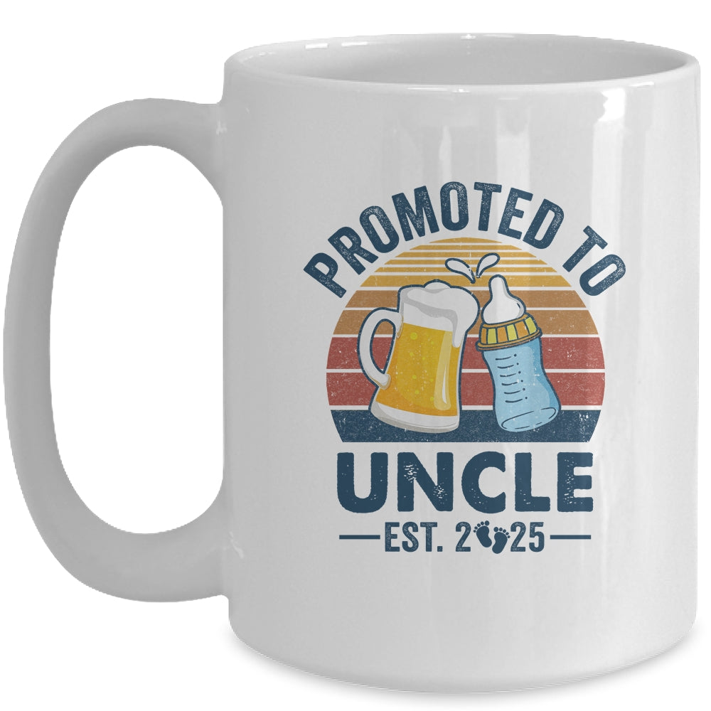 Promoted To Uncle Est 2025 First Time Fathers Day Vintage Mug | siriusteestore