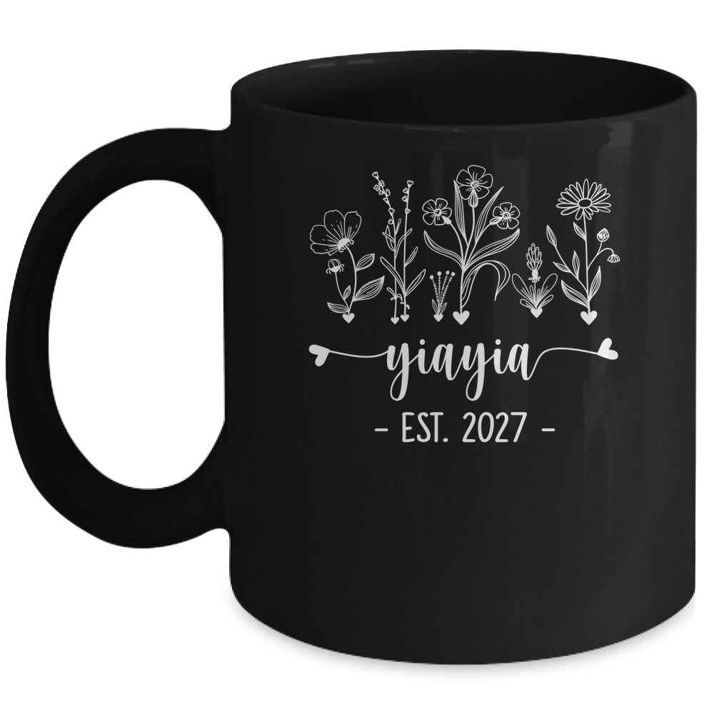 Promoted To Yiayia 2027 Pregnancy Announcement Floral Mug | siriusteestore