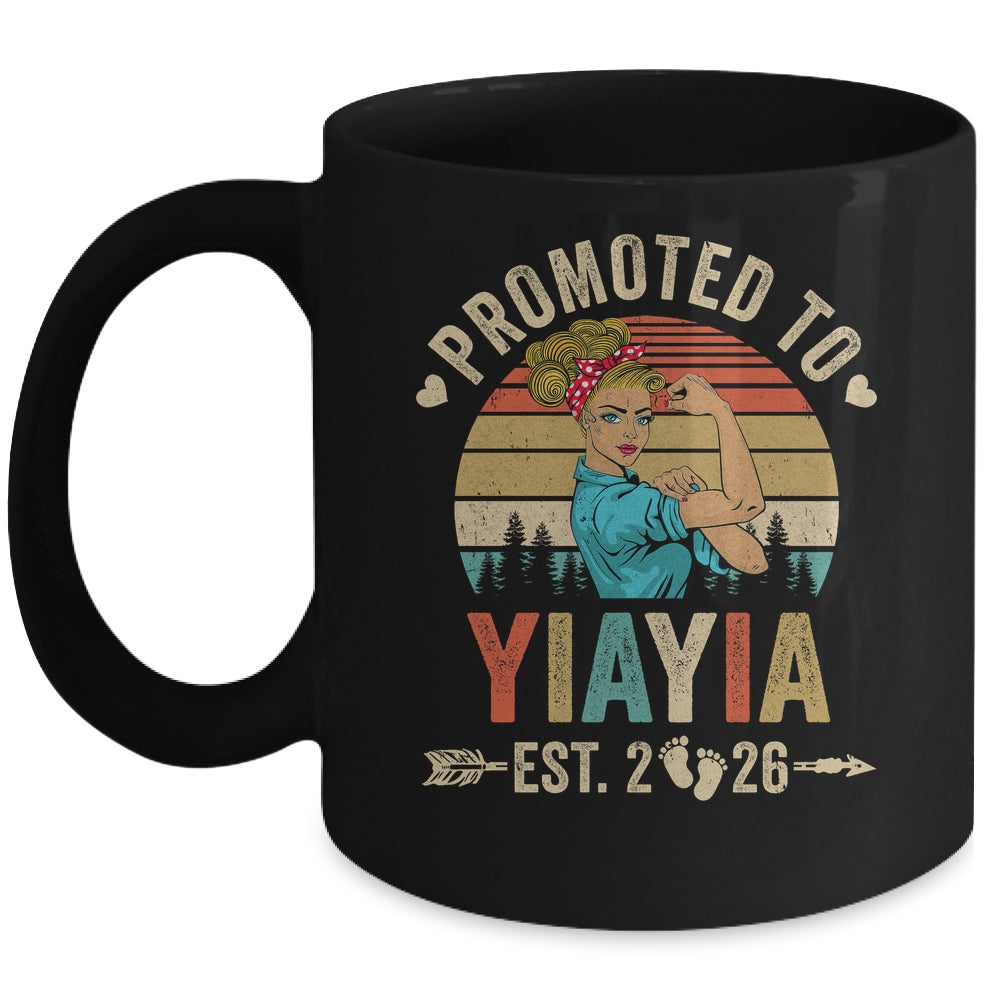 Promoted To Yiayia Est 2026 Retro First Time Yiayia Mug | siriusteestore