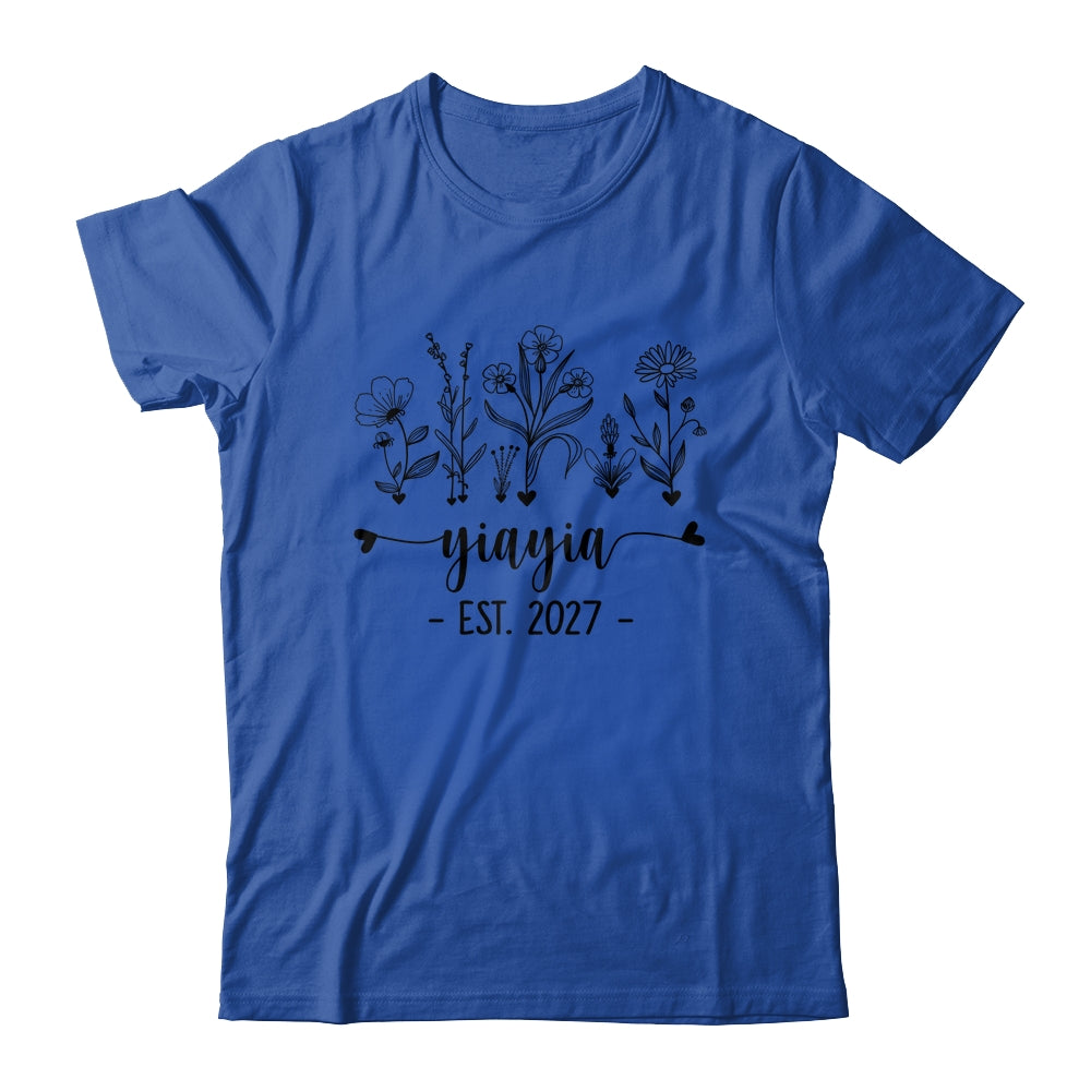 Promoted To Yiayia Est 2027 Pregnancy Announcement Flower Shirt & Tank Top | siriusteestore