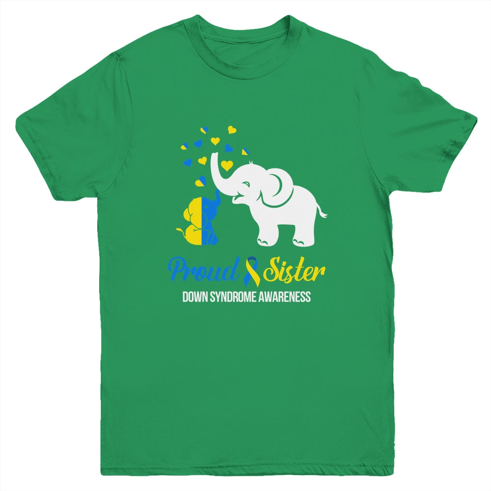Proud Sister World Down Syndrome Awareness Day Elephant T21 Youth Shirt | siriusteestore