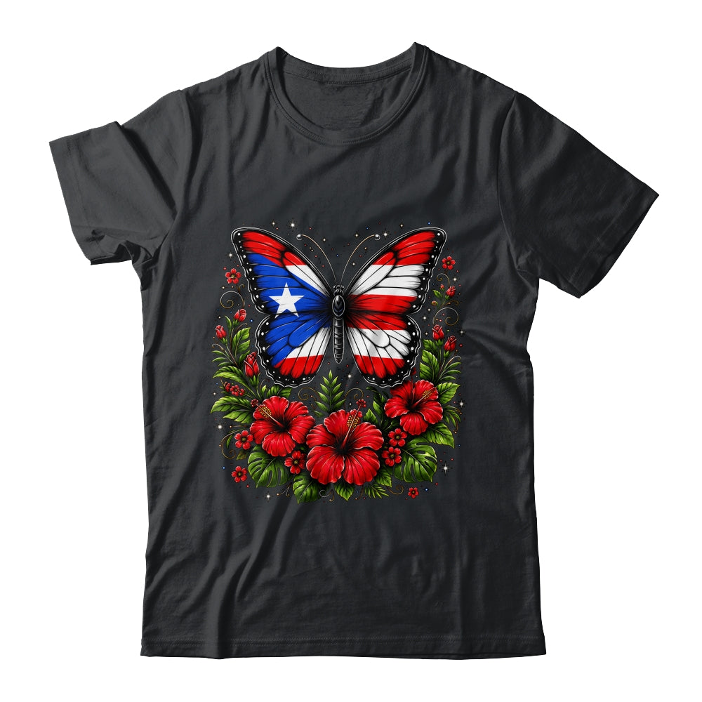 Puerto Rican Day Puerto Rico Butterfly Flag Women And Girl Shirt & Tank Top | siriusteestore