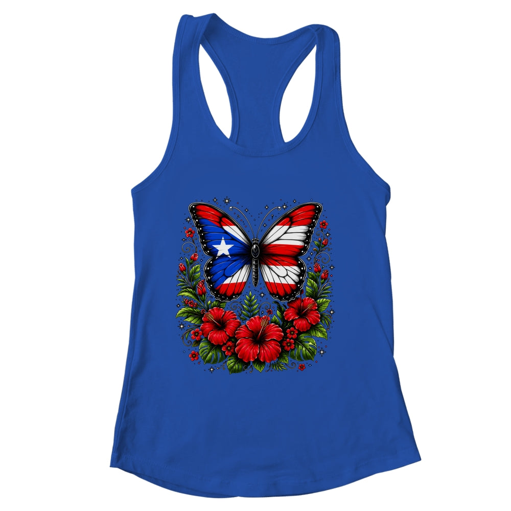 Puerto Rican Day Puerto Rico Butterfly Flag Women And Girl Shirt & Tank Top | siriusteestore