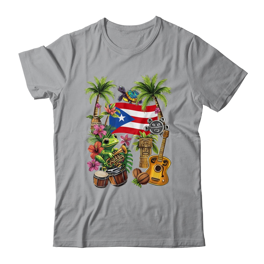 Puerto Rico Boricua Coqui Frog Taino Sun Puerto Rican Flag Shirt & Hoodie | siriusteestore