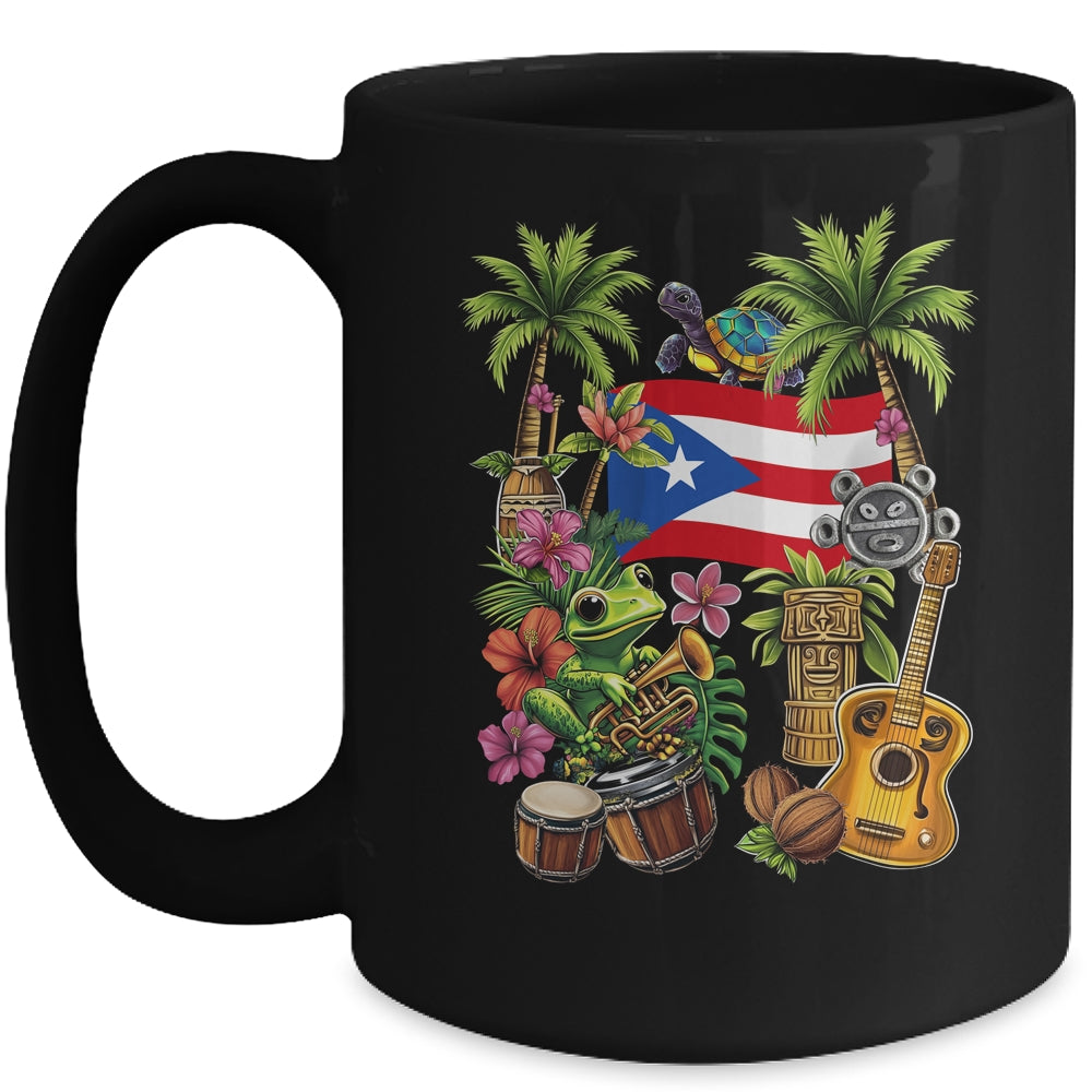 Puerto Rico Boricua Coqui Frog Taino Sun Puerto Rican Flag Mug | siriusteestore