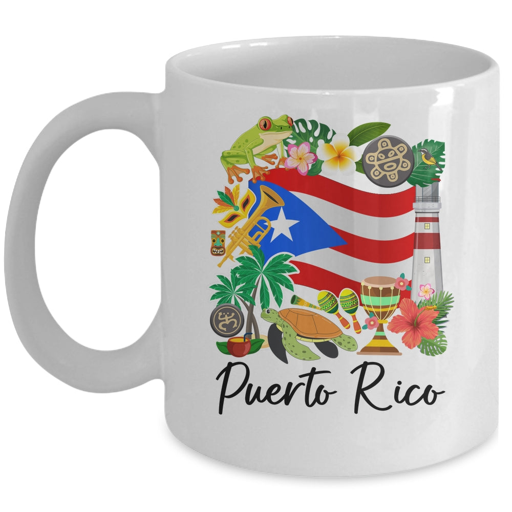Puerto Rico Flag Floral Frog Boricua Women Hispanic Heritage Mug | siriusteestore