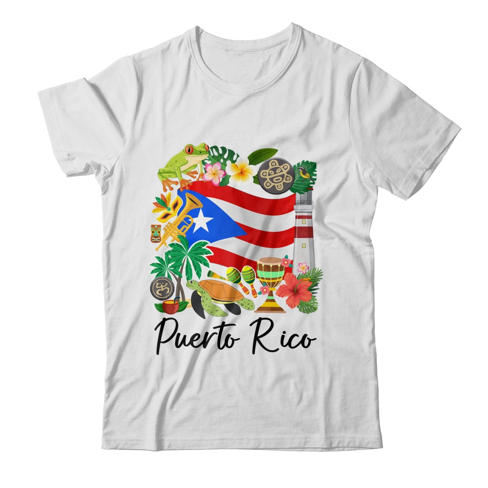 Puerto Rico Flag Floral Frog Boricua Women Hispanic Heritage Shirt & Tank Top | siriusteestore