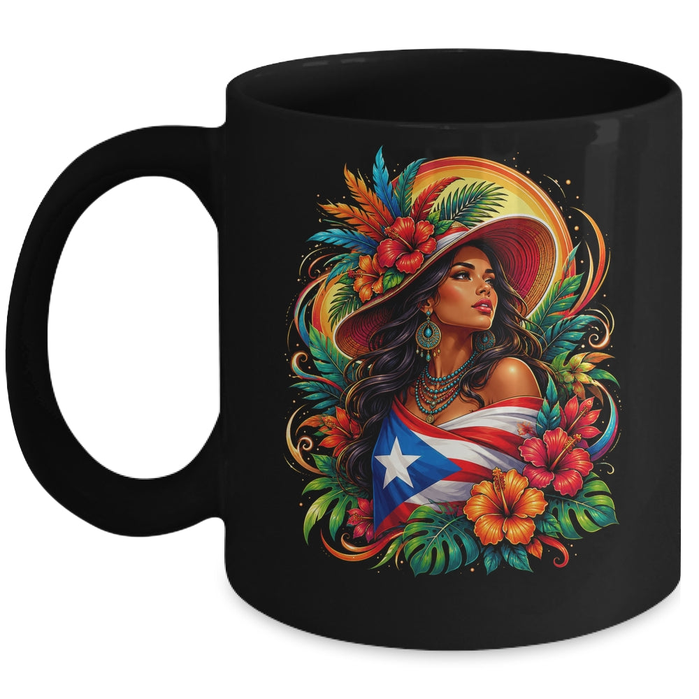 Puerto Rico Flag Pride Girl Women Heritage Cultural Tropical Mug | siriusteestore