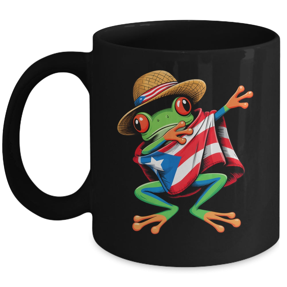 Puerto Rico Frog Coqui Dabbing Poncho Puerto Rican Flag Mug | siriusteestore
