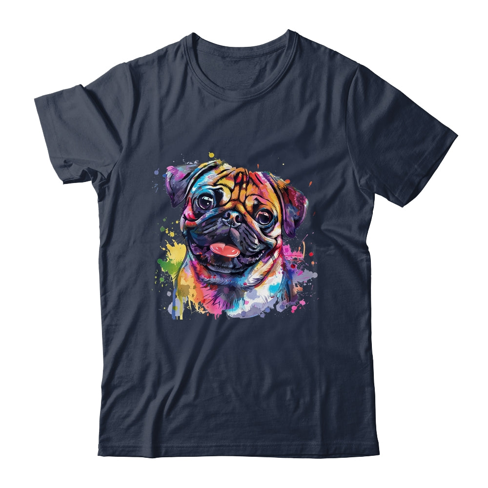 Pug Mom Lover Puppy Dog Watercolor Tie Dye Painting Shirt & Tank Top | siriusteestore