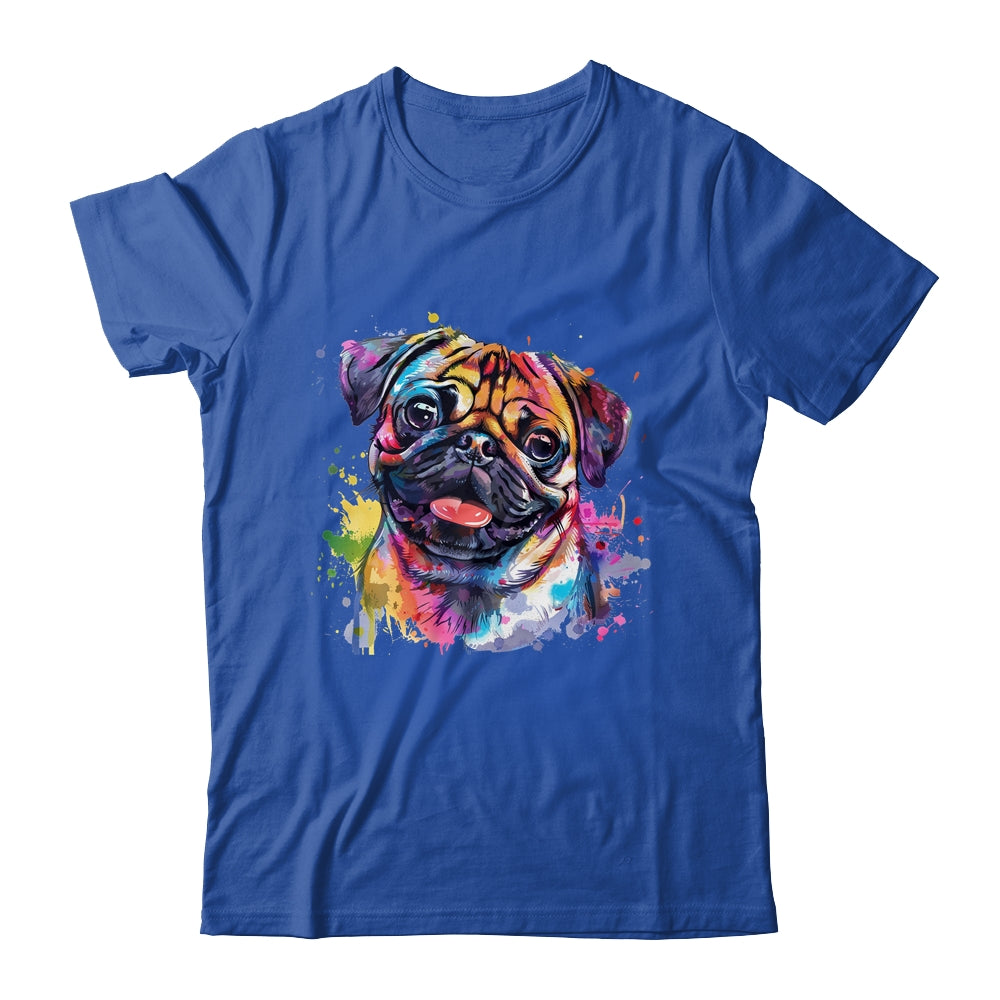 Pug Mom Lover Puppy Dog Watercolor Tie Dye Painting Shirt & Tank Top | siriusteestore