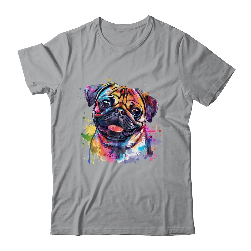 Pug Mom Lover Puppy Dog Watercolor Tie Dye Painting Shirt & Tank Top | siriusteestore