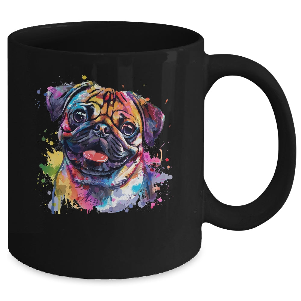 Pug Mom Lover Puppy Dog Watercolor Tie Dye Painting Mug | siriusteestore