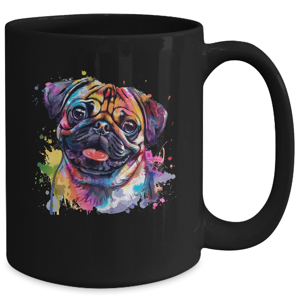 Pug Mom Lover Puppy Dog Watercolor Tie Dye Painting Mug | siriusteestore
