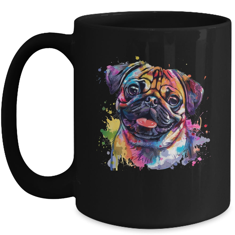 Pug Mom Lover Puppy Dog Watercolor Tie Dye Painting Mug | siriusteestore