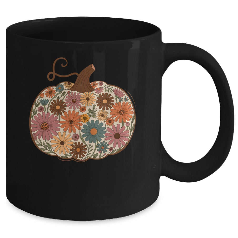 Pumpkin Floral Autumn Fall Season Wildflower Thanksgiving Mug | siriusteestore