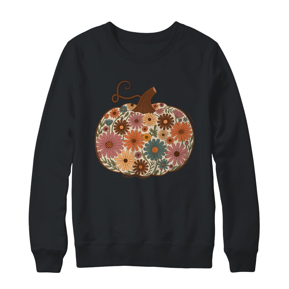 Pumpkin Floral Autumn Fall Season Wildflower Thanksgiving Shirt & Sweatshirt | siriusteestore