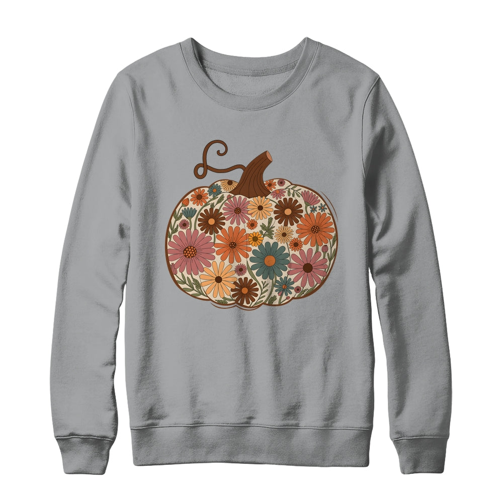 Pumpkin Floral Autumn Fall Season Wildflower Thanksgiving Shirt & Sweatshirt | siriusteestore