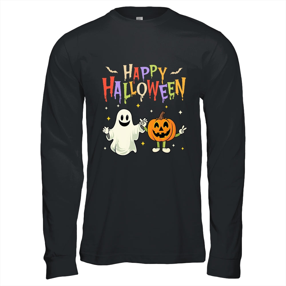 Pumpkin Ghost Happy Halloween Retro Groovy Vintage Women Shirt & Hoodie | siriusteestore