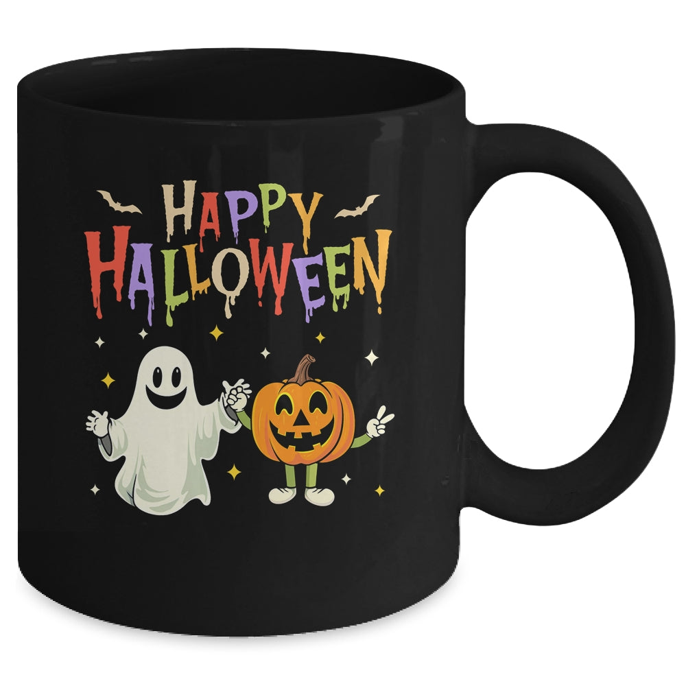 Pumpkin Ghost Happy Halloween Retro Groovy Vintage Women Mug | siriusteestore