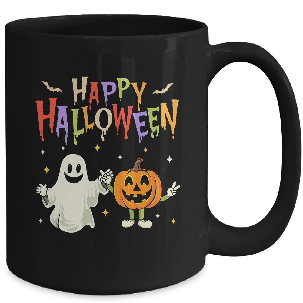 Pumpkin Ghost Happy Halloween Retro Groovy Vintage Women Mug | siriusteestore