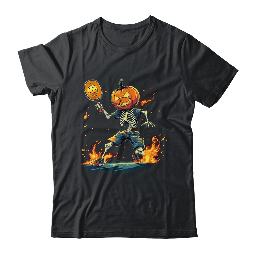 Pumpkin Head Skeleton Pickleball Halloween Spooky Sports Shirt & Sweatshirt | siriusteestore