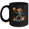 Pumpkin Head Skeleton Pickleball Halloween Spooky Sports Mug | siriusteestore