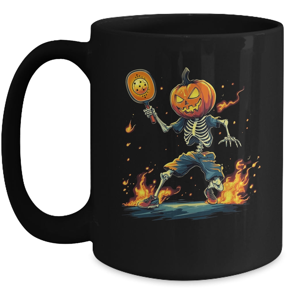 Pumpkin Head Skeleton Pickleball Halloween Spooky Sports Mug | siriusteestore