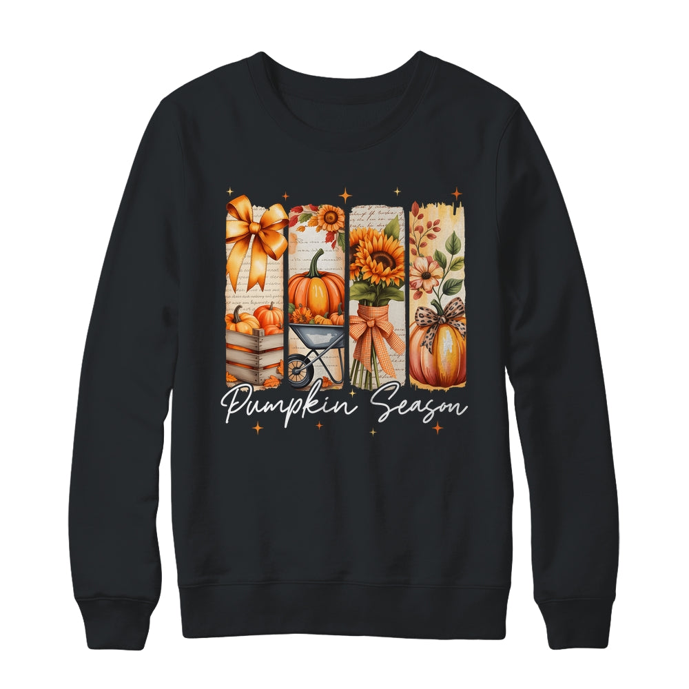 Pumpkin Season Coquette Fall Autumn Sunflower Floral Leopard Shirt & Sweatshirt | siriusteestore