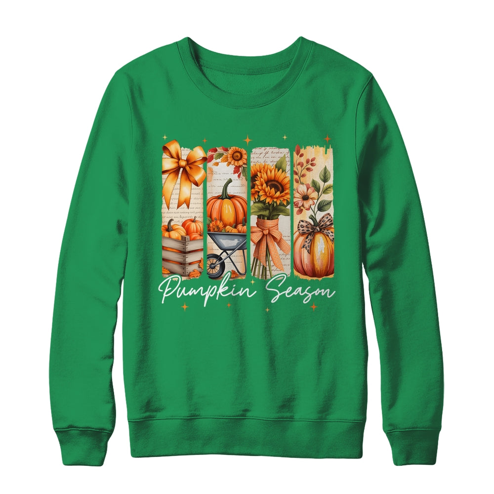 Pumpkin Season Coquette Fall Autumn Sunflower Floral Leopard Shirt & Sweatshirt | siriusteestore
