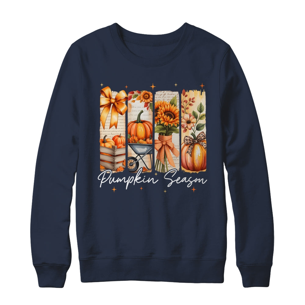 Pumpkin Season Coquette Fall Autumn Sunflower Floral Leopard Shirt & Sweatshirt | siriusteestore