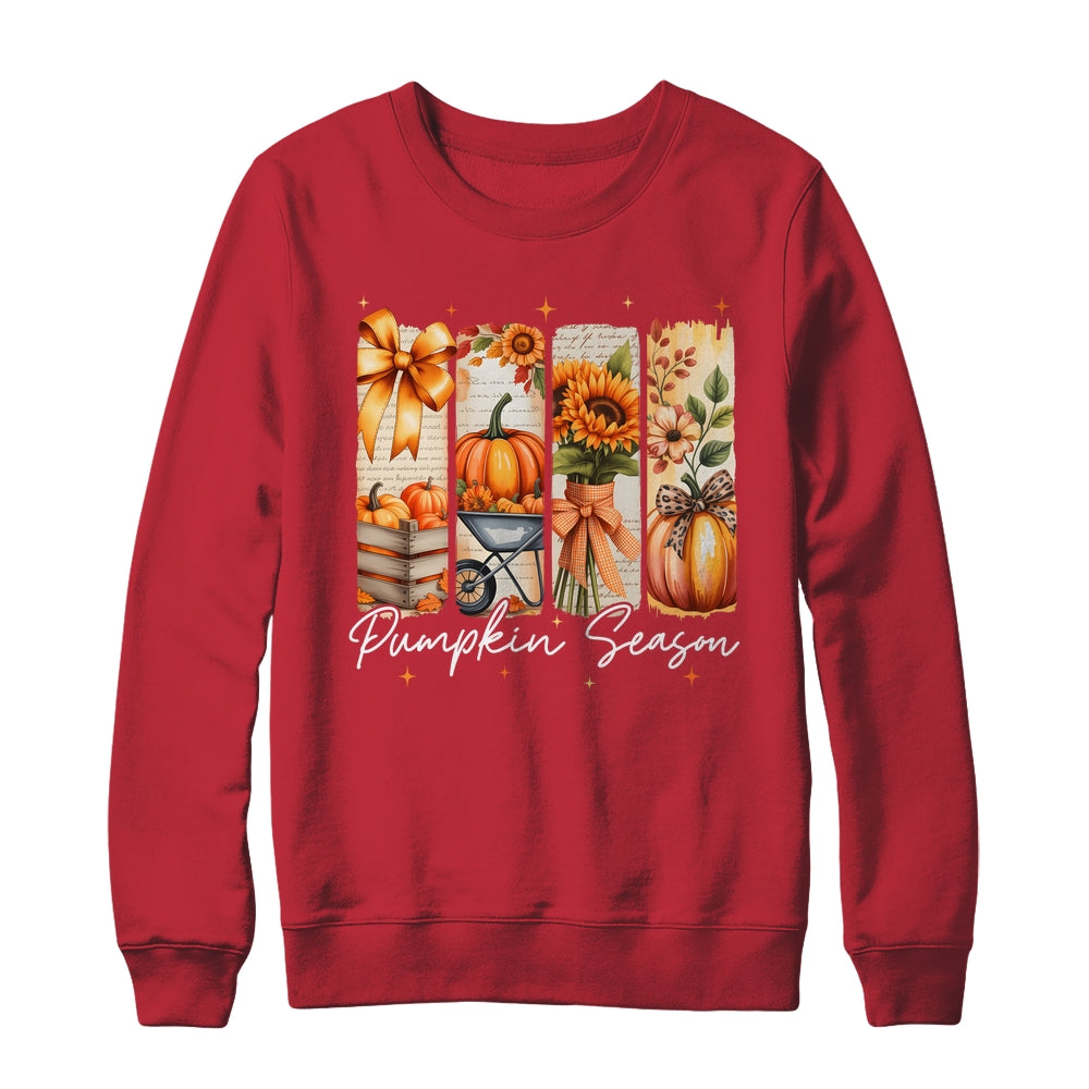 Pumpkin Season Coquette Fall Autumn Sunflower Floral Leopard Shirt & Sweatshirt | siriusteestore