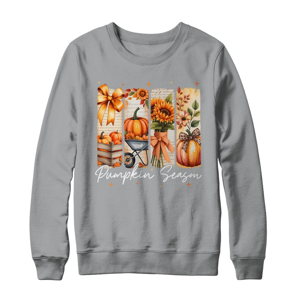 Pumpkin Season Coquette Fall Autumn Sunflower Floral Leopard Shirt & Sweatshirt | siriusteestore