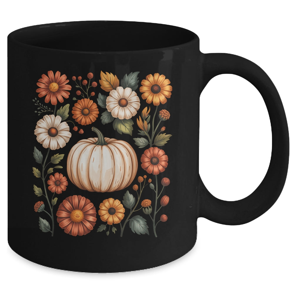 Pumpkin Season Wildflower Thanksgiving Autumn Fall Leaves Mug | siriusteestore