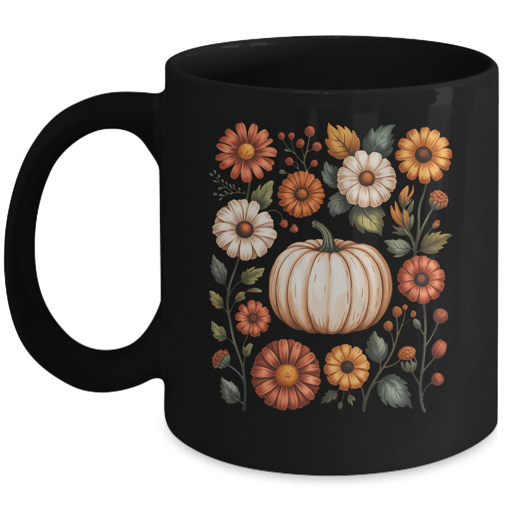 Pumpkin Season Wildflower Thanksgiving Autumn Fall Leaves Mug | siriusteestore