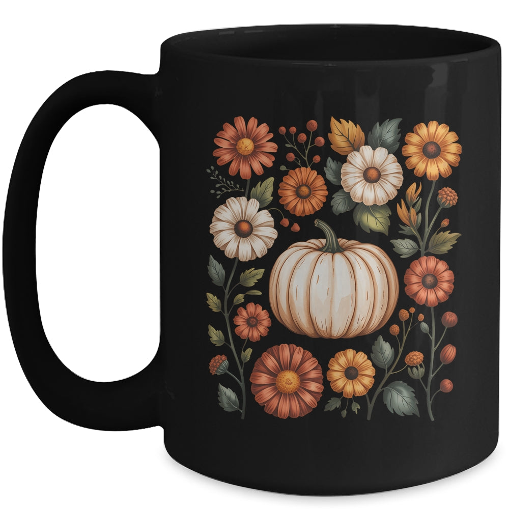 Pumpkin Season Wildflower Thanksgiving Autumn Fall Leaves Mug | siriusteestore