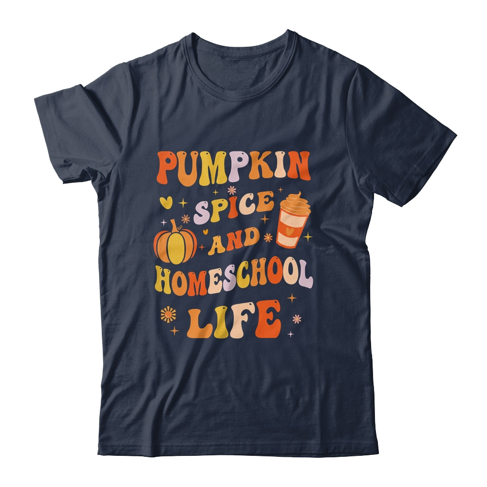 Pumpkin Spice And Homeschool Life Funny Homeschooler Groovy Shirt & Tank Top | siriusteestore