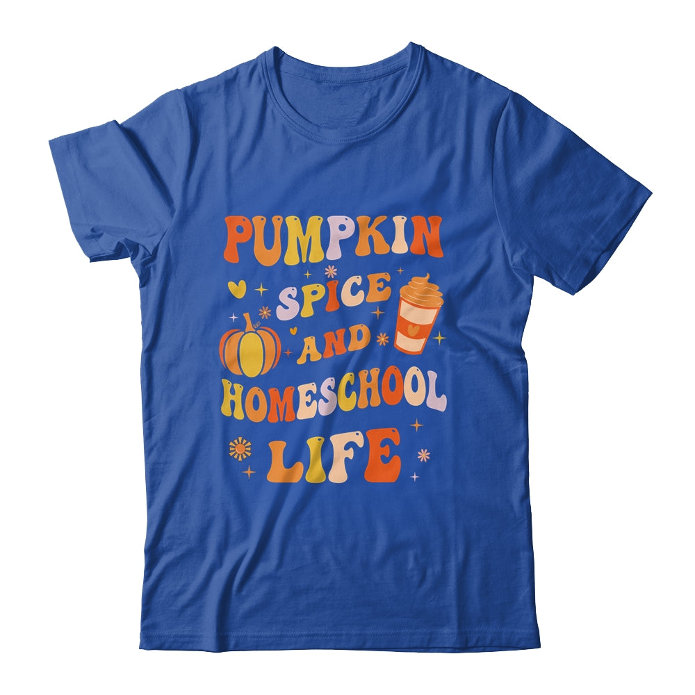 Pumpkin Spice And Homeschool Life Funny Homeschooler Groovy Shirt & Tank Top | siriusteestore