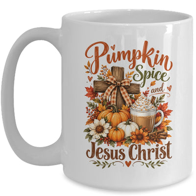 Pumpkin Spice And Jesus Christ Funny Fall Christian Floral Mug | siriusteestore