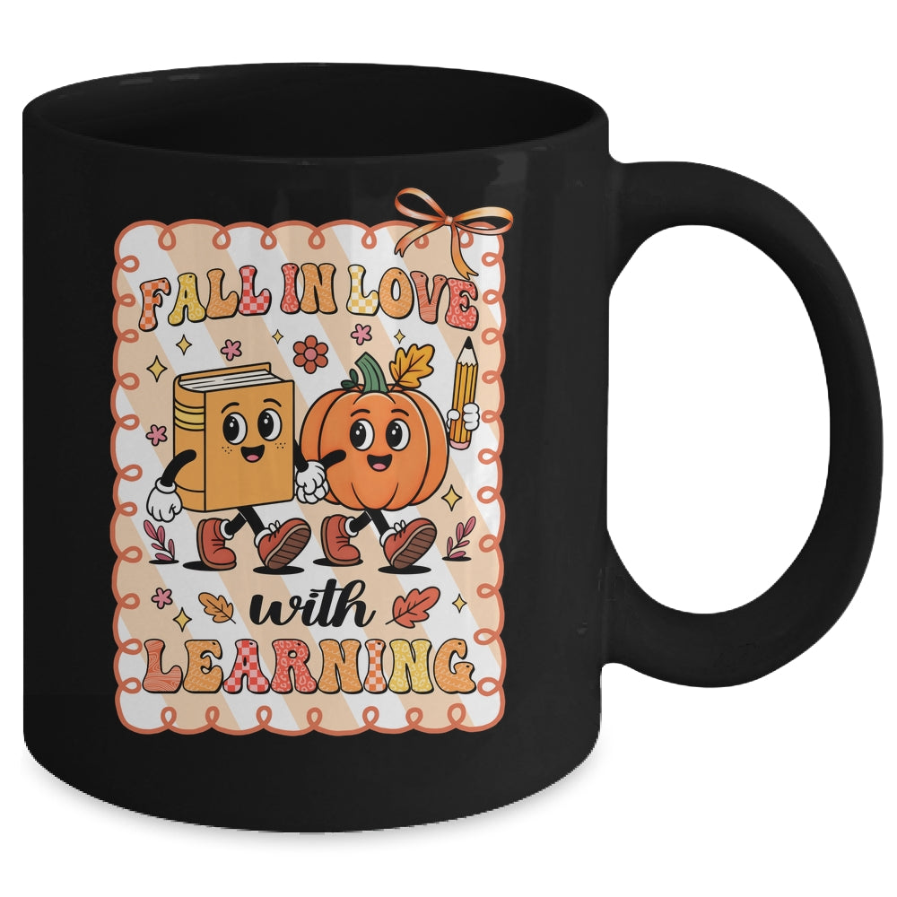 Pumpkin Teacher Preppy Fall In Love With Learning Autumn Mug | siriusteestore