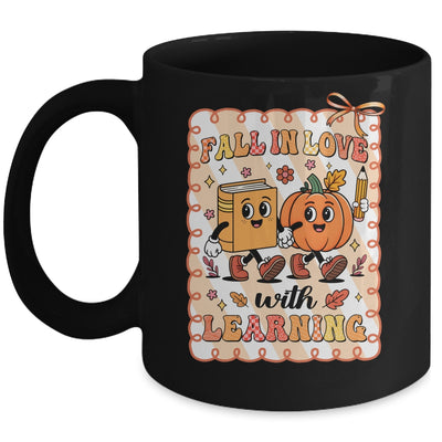 Pumpkin Teacher Preppy Fall In Love With Learning Autumn Mug | siriusteestore