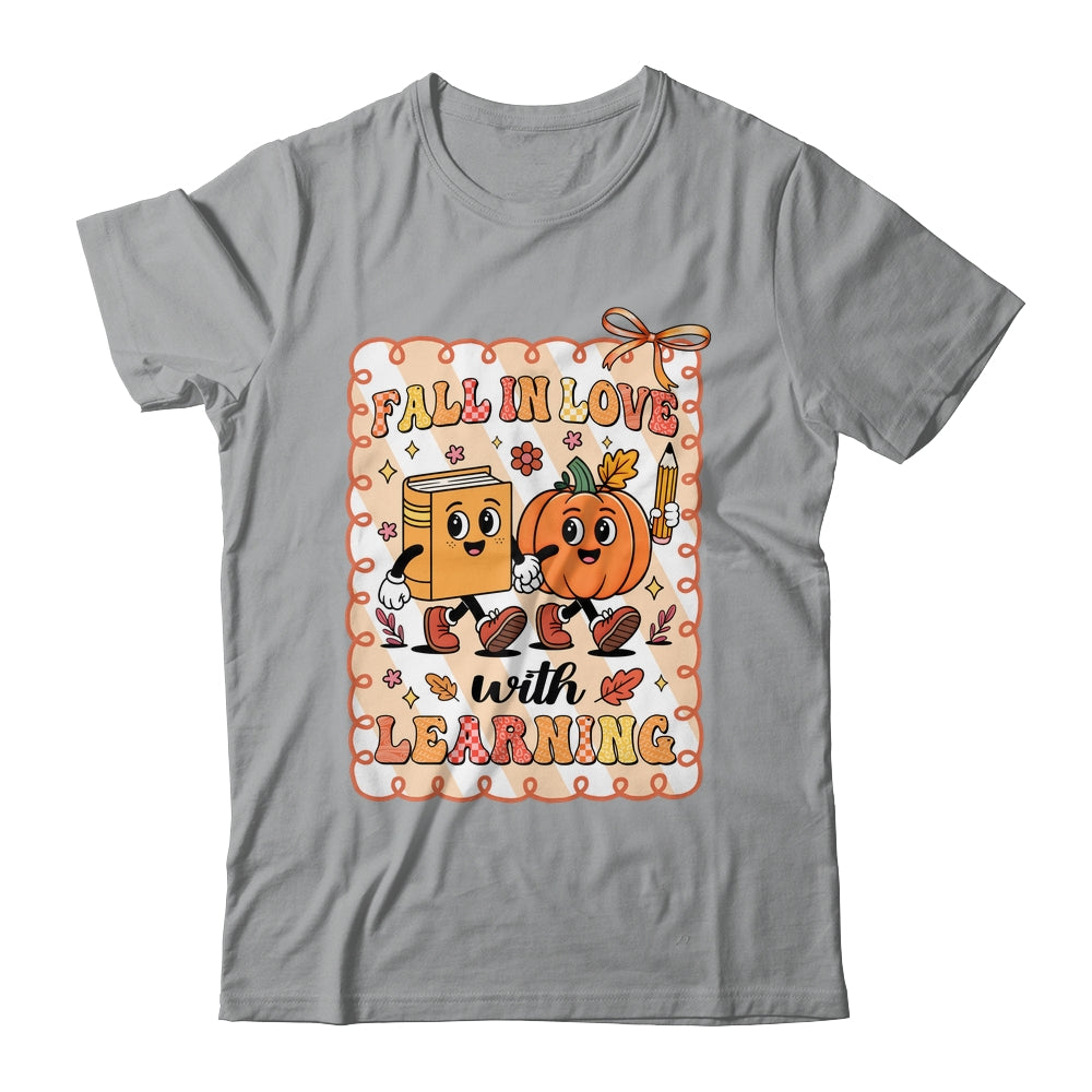 Pumpkin Teacher Preppy Fall In Love With Learning Autumn Shirt & Sweatshirt | siriusteestore